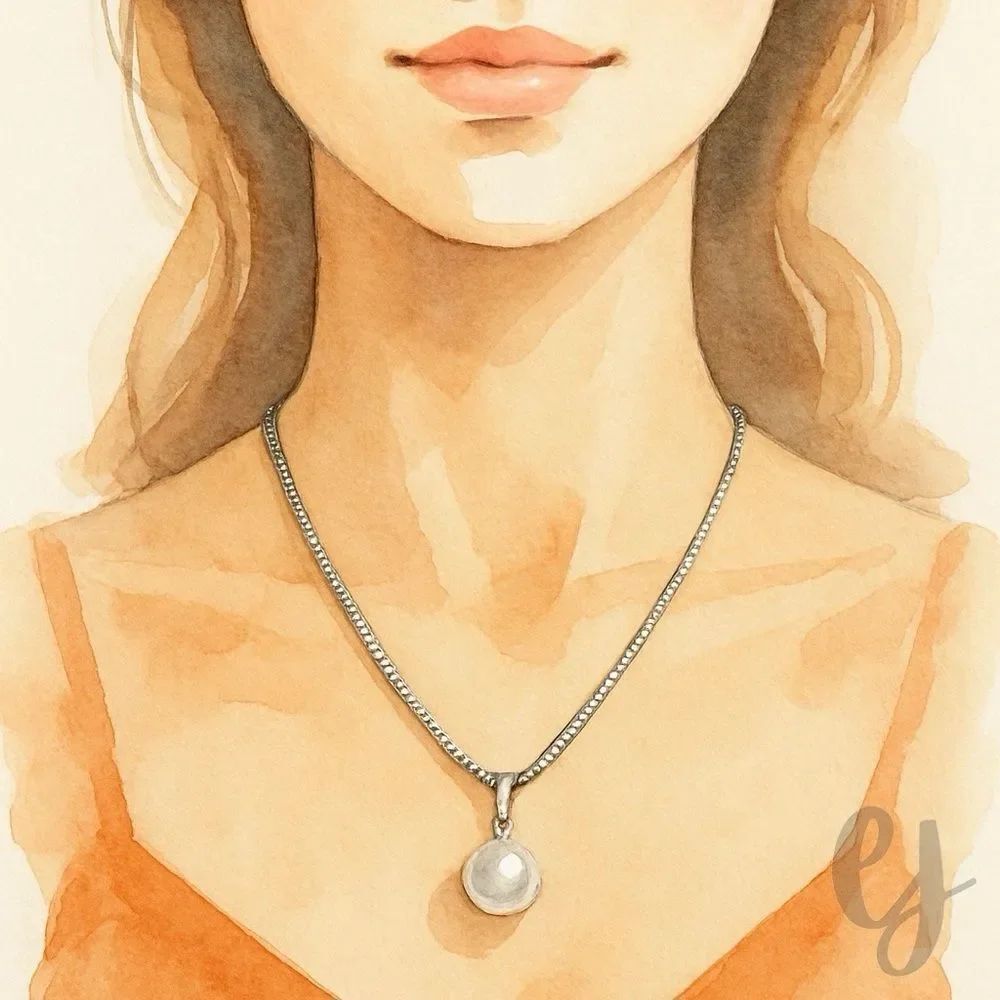 Jules Large Faux Pearl Pendant Necklace, Silver Tone Chain